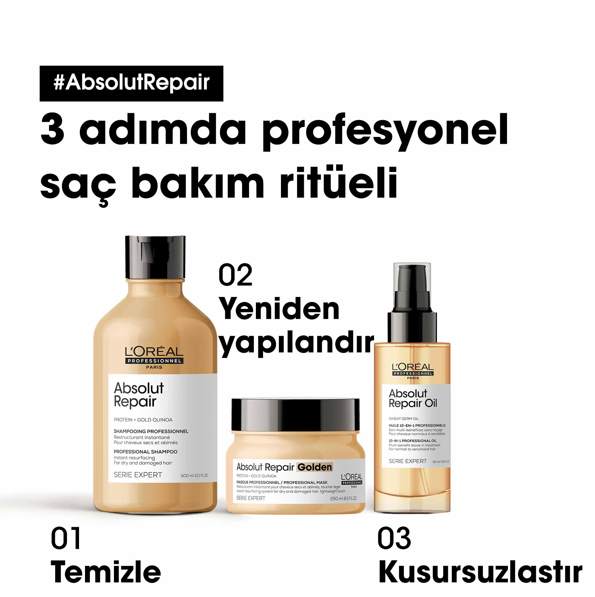 Absolut Repair Gold Saç Maskesi 250ml 7 Absolut Repair Gold Saç Maskesi 250ml - Görsel 7